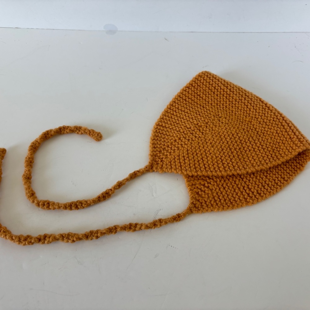 Vintage handmade knit hat/ear warmer hat with ties, Lot of 2 - Picture 3 of 15